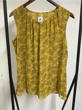 CAbi Mustard Yellow Paisley Print Sleeveless Camisole
